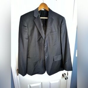 Calvin Klein Mens L Large Short Black Wool Sports Coat Suit Jacket Blazer LS
